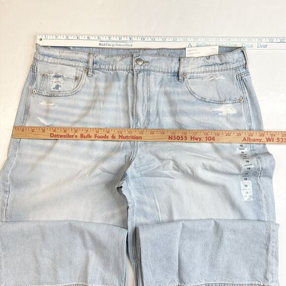 American Eagle Lowrise Baggy Wide Leg Skater Jean 18 Light Denim Distress NEW - Picture 7 of 11